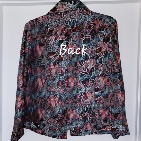 Chico's Metallic Thread Rayon/Silk Jacket vintage - Picture 2 of 8